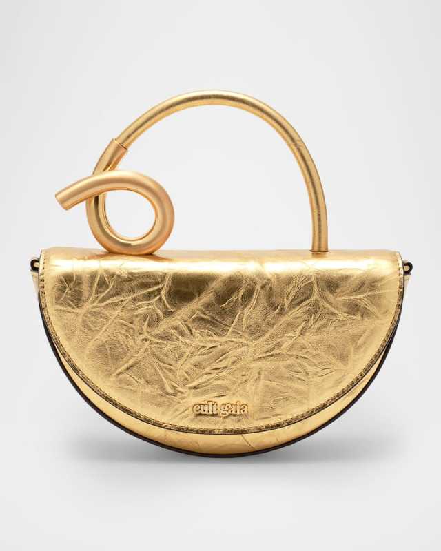 Azariah Nano Sculptural Metallic Leather Crossbody Bag